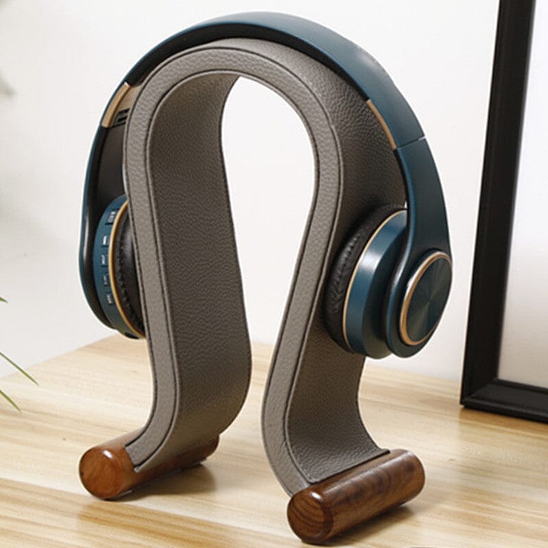 AlineArt Luxe Bluetooth Headset Stand – Walnut & Leather Display Aurathebox 