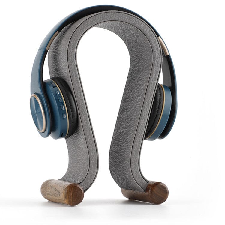 AlineArt Luxe Bluetooth Headset Stand – Walnut & Leather Display Aurathebox 